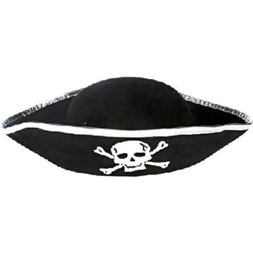 Tri Corner Pirate Hat - Three Cornered Buccaneer Costume Accessory Hat