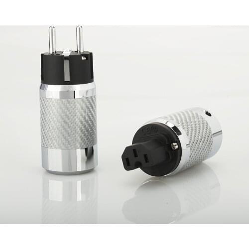 Hi-End Carbon Fiber Rhodium Plated EU Power Plug hifi IEC Female Plug