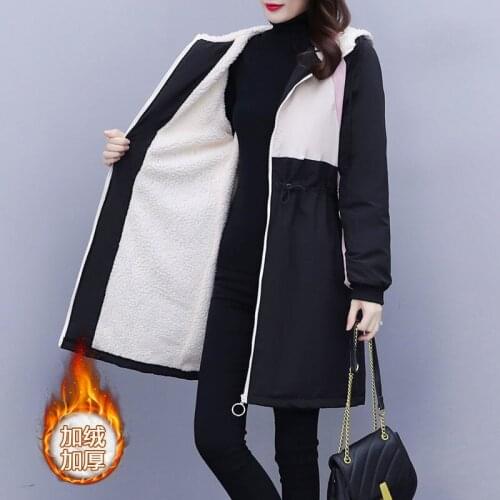 2020 Women Winter Coat New Korean Large Size Loose Hooded Jacket Spring Autumn Casual Plus Velvet Female Windbreaker Plus Size
