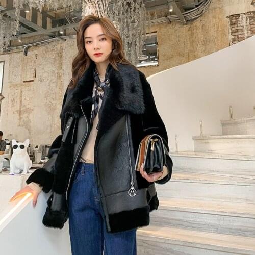 Vogue New Real Natural Wool Winter Jacket Women Coat Double-faced Fur Genuine Leather Warm Outerwear New Fashion Locomotive