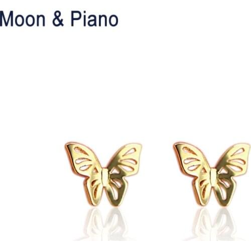925 Sterling Silver Butterfly Gold Plated Stud Earrings For Women Fine Jewelry Romantic Engagement Gift For Wife Girlfriend