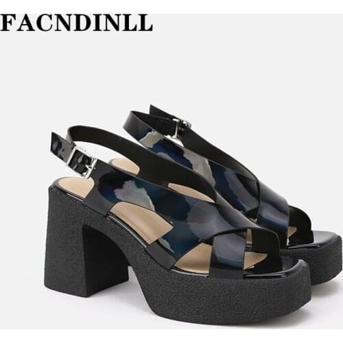 Woman‘s Sandals 2021 Brand Summer Genuine Leather Platform Dress Party shoes Woman Pumps Black Gladiator Sandals Plus Size 34-40