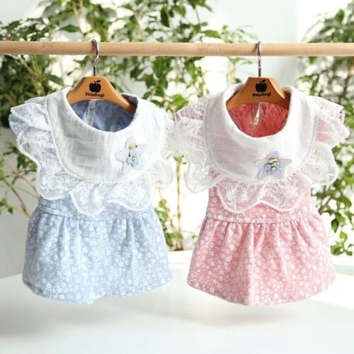 Star Round Neck Flower Skirt Dog Dress Pet Products Summer Cotton Clothing For Dogs Cats Rabbit Chihuahua Teddy Dog Clothes