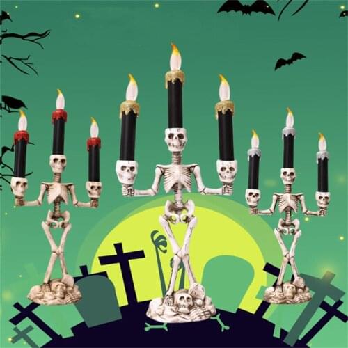 1PC Antique Retro Skull Candlesticks Tall Gold Silver Metal Candle Holders Party Ornament Bar Room Decoration Home Decoration