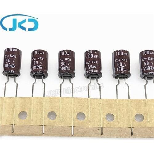 100pcs/Lot 100UF 50V Japan NCC KZE Series 8*11.5mm Low ESR Long Life 50V100UF Aluminum Electrolytic Capacitor NIPPON CHEMI-CON