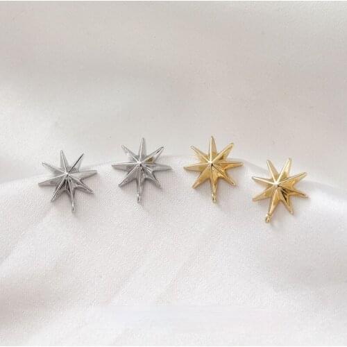 14K bag gold star studs glossy with slings earrings diy hand-made material accessories