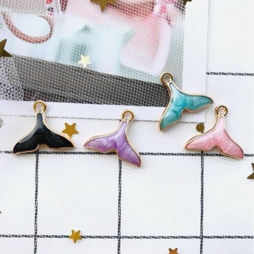 15*18mm Alloy Charms fish tail Pendant Cute fashion Dazzle colour quality Charms earrings For DIY Necklace Jewelry Accessories