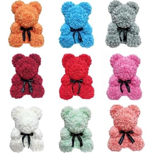 40cm cheap Artificial Flowers Rose Bear Foam Rose Teddy Bear Girlfriend Valentines Day Gift Birthday Party Decoration