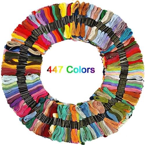 447/200/100 Colors Embroidery Thread Floss Cross Stitch Kit Premium Rainbow DIY Threads Crafts Cotton Sewing Skein