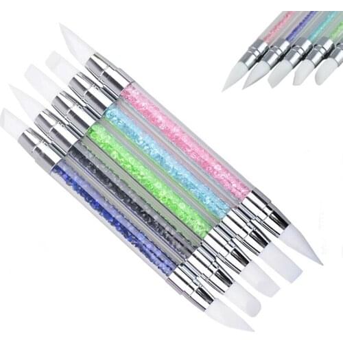5 Pieces High Quality Crystal Acrylic Professional Liquid For Nail Art Pen Brush Silicone Head For UV Gel Nail Acrylic Powder