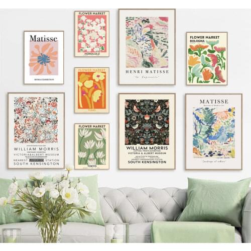 Abstract Flower Market Wall Art Canvas Painting Nordic Posters Retro Prints Matisse Wall Decor Pictures for Living Room Decor