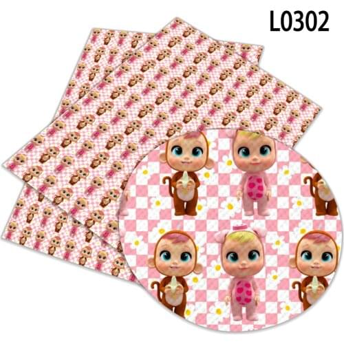 Abstract Cartoon Cry Baby Synthetic Leather Sheet printed Faux Bows Earrings Pouches 30 cm x 136 cm