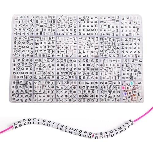 Acrylic Square English Letter Beads DIY Alphabet Letters Set 6mm Bracelet Necklace Jewelry Accessories Making Friend Charms