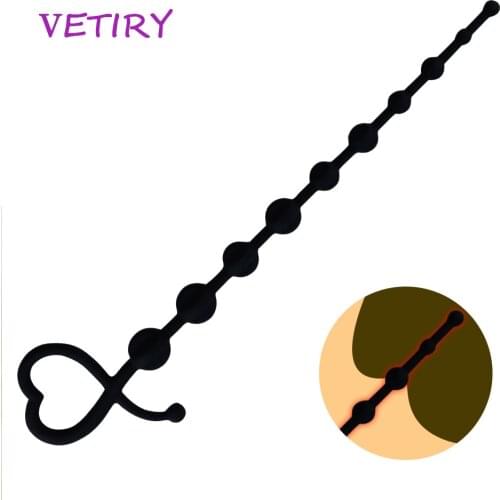 VETIRY Soft Anal Plug Anal Beads Long Orgasm Vagina Clit Pull Ring Ball Butt Plug Sex Toys for Women Men Anus Stimulator