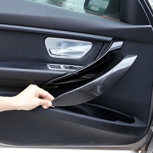 Car Handle For BMW F30 F32 F34 Right Left Holder Armrest Handle Bar Pull Carrier Inter Door Panel Pull Carbon Fiber Cover Trim