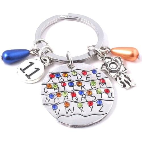 TV Series Stranger Things Eleven 11 Alphabet Letters Alloy Key Chains Keychain Keyring Key Chain Pendant Necklace Chain Jewelry