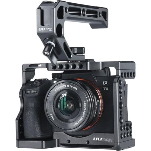 UURig C-A73 Camera Cage for Sony A7III Standard Arca-Style Quick Release Plate with Top Handle Grip for Sony A7 Series Universal