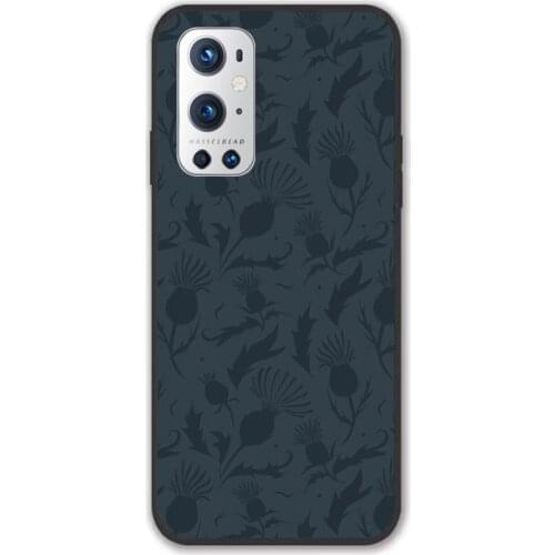 For Oneplus Charcoal Thistle Pattern Black TPU Border Oneplus Case