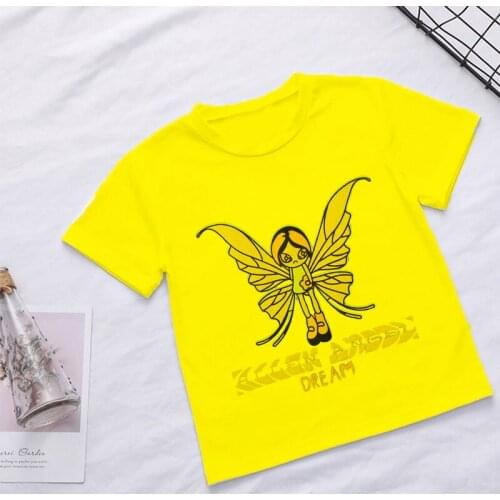 New Cute Butterfly Children T Shirt Elf Design Fun Baby Boys Girls Harajuku Summer White T-shirt Kids Cartoon Clothes Girl Tops