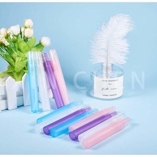 50pcs Frosted Plastic Perfume Bottle Fine Mist Spray Bottles with Atomizer Pumps for Perfume, Essential Oils 5ml 10ml Empty Tube
