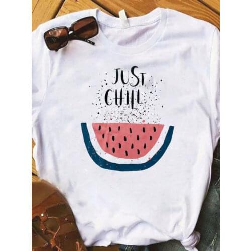 Fruit Watermelon Pineapple Print T Shirt Women Short Sleeve O Neck Loose Women Tshirt Ladies Summer Tee Shirt Tops Clothes