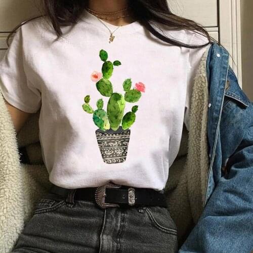 Cactus Printed Round Neck T-shirts Hipster Fashion Womens T-Shirt Harajuku Summer Female Top Tee For Lady Girl Funny