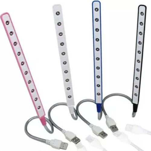 Flexible Ultra Bright Mini 10 LEDS USB Light Metal Material Computer Reading Lamp For PC Laptop Computer