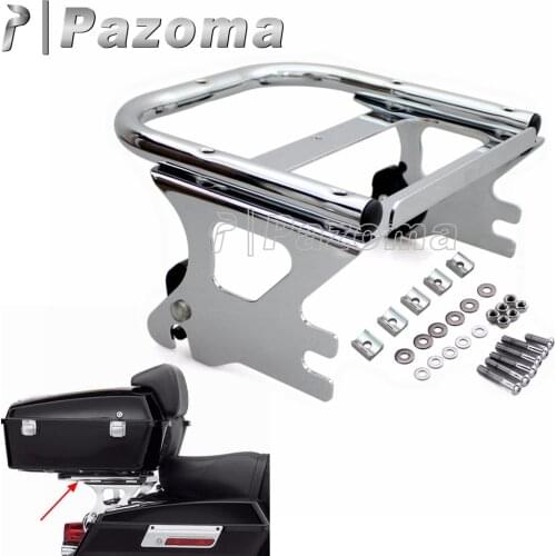 Chrome Motorcycle Detachable Two Up Tour Pak Mounting Luggage Rack for Harley Touring Road King Street Electra Glide 1997-2008