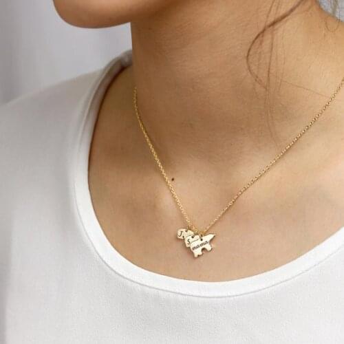 Personality bear pendant with name or Greek alphabet like alpha stainless steel jewelry family gift Customed necklace N495