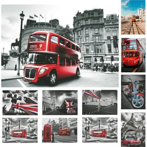 CANVAS Painting NEW Poster Architecture Telephone Booth Retro Style London Landscape Grey Building Wall Art Home Decor Decor