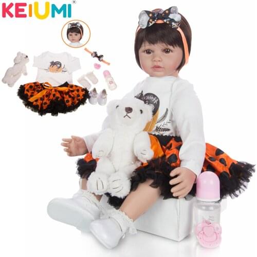 KEIUMI Halloween 60 cm Baby Reborn Dolls 24 Inch Princess Soft Reborn Boneca Toys DIY For Girl Festival Birthday Surprise