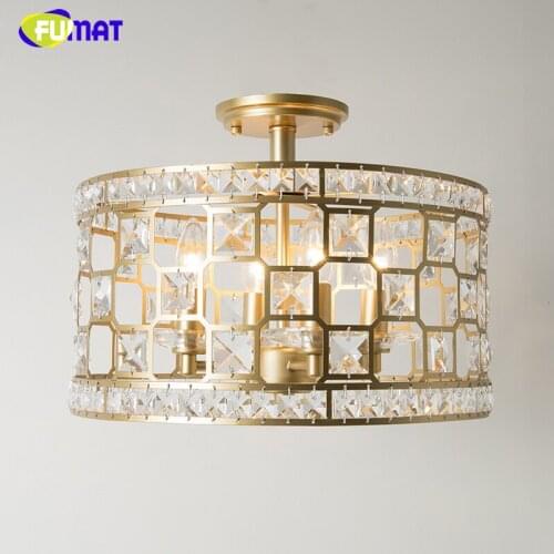FUMAT Crystal Ceiling Lamp European Creative Art Crystal Lights For Living Room Bed Room Gold Finished American Ceiling Lamps