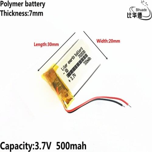Good Qulity Liter energy battery 3.7V,500mAH 702030 Polymer lithium ion / Li-ion battery for tablet pc BANK,GPS,mp3,mp4