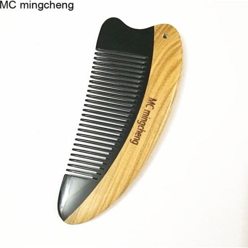 MC Genuine Buffalo Horn Comb With Natural Green Sandalwood Anti-static Massage Comb High Quality Manufacturers Assurance