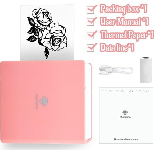 Phomemo M02 Mini Portable Thermal Printer Paper Photo Pocket Thermal Printer 53mm Printing Wireless Bluetooth-Compatible Printer