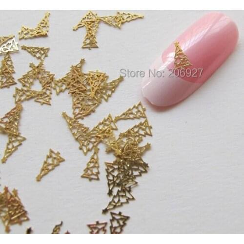 MS72 100pcs Gold Cute Tree Deco Nail Art Metal Sticker Nail Art Decoration Non-adhesive Sticker