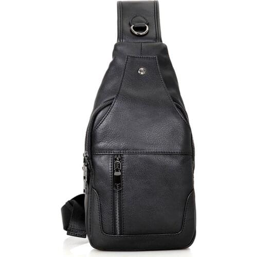 Nesitu High Quality Vintage Black Coffee 100% Guarantee Real Skin Genuine Leather Women Men Chest Bag Messenger Bags Male #M4004