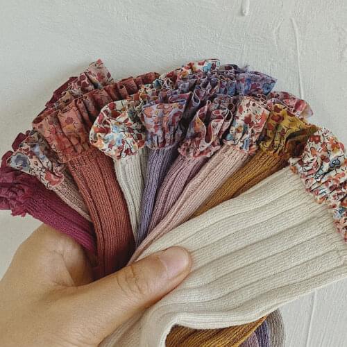 2020 Brand New Baby Girls Socks Vantage Floral Girls Clothing Knee High Socks For Baby