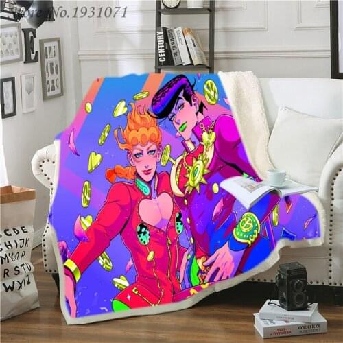 NEW JoJo Bizarre Adventure Printed Fleece Blanket for Beds Thick Quilt Fashion Bedspread Sherpa Throw Blanket Adults Kids 07