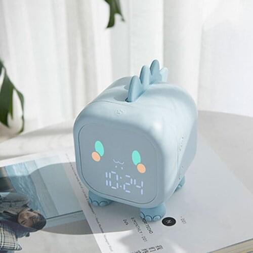 New Cartoon Alarm Clock Voice Control Digital Time Reminder Desktop Ornaments Children Gifts Home Decorations LED Night Lights