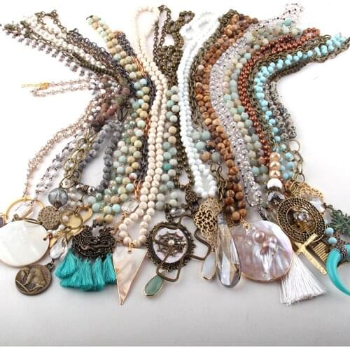 Wholesale Fashion Mix Color Pendant Necklace Handmade Women Jewelry 20pc mix