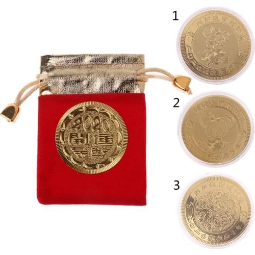 2020 Thin Gold Foil New Year Rat Commemorative Coin Chinese Zodiac Souvenir Mascot Mouse Coins Lucky Wealth Coins Gift