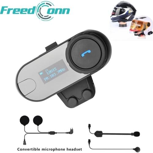 Freedconn T-COM-SC 800m LCD Screen Interphone With FM Helmet Speaker Motorcycle Intercom Bluetooth Wireless Helmet Intercom