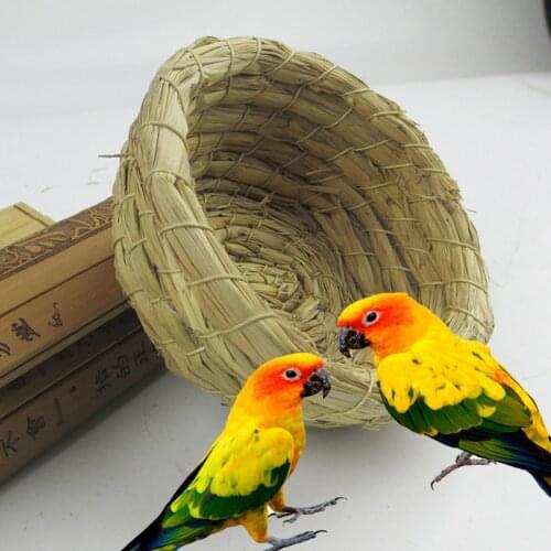 Handmade Straw Natural Bird Nest Pigeon Bird House Parrot Nest Hatching Pet Bedroom Courtyard Bowl-shaped Bird Cages Adornment