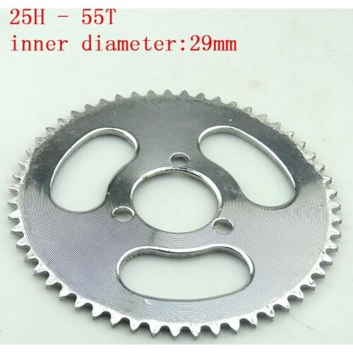 Super Rear Sprocket 25H 55T 29mm 55 Tooth Silver For 47cc 49cc Pocket Bike Mini ATV Moped Scooters Pit Dirt Motard and Bike