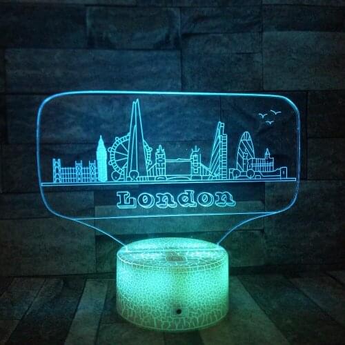 London Building 3D LED NightLight Bluetooth Speaker Night Lamp 7 Color Changing Table Lamp Home Party Decor Kids Birthday Gift