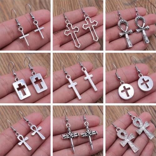 Vintage Egyptian Ankh Cross Charm Drop Earrings Fashion Handmade Design Earring Jewelry Gift For Women