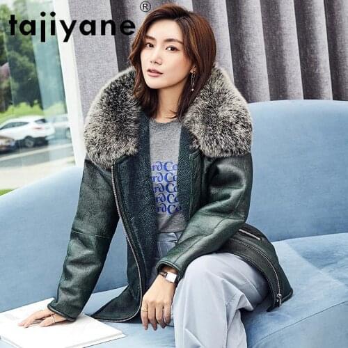 Tajiyane Womens Jacket Made of Genuine Leather 2020 Real Fox Fur Jackets Female Natural Sheepskin Wool Coat Cuero Genuino TN306