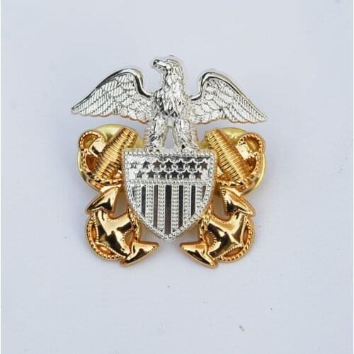 WWII US NAVY OFFICERS HAT METAL PIN MILITARY SMALL INSIGNIA BADGE- World military Store