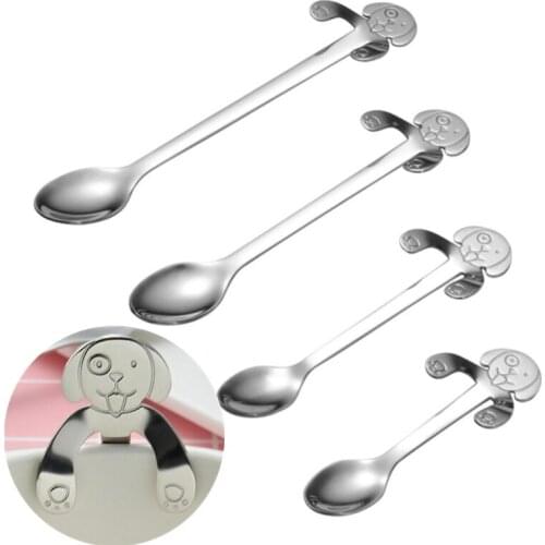 1 Pc Creative Spoon Puppy Coffee Spoon Stainless Steel Cartoon Dog Spoon Long Handle Spoons Flatware Drinking Tools